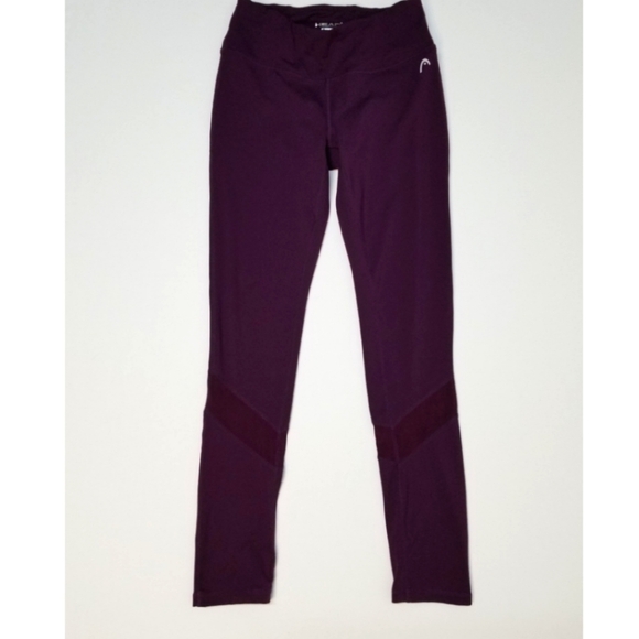Burgundy Athletic Leggings with Mesh Detail Size Small - Picture 1 of 6